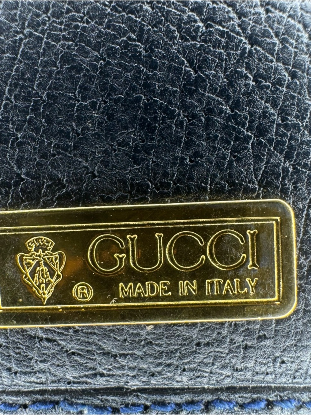 VTG Gucci Navy Bifold Wallet Monogram GG Designer Old Money Quiet Luxury Preppy - Picture 9 of 12